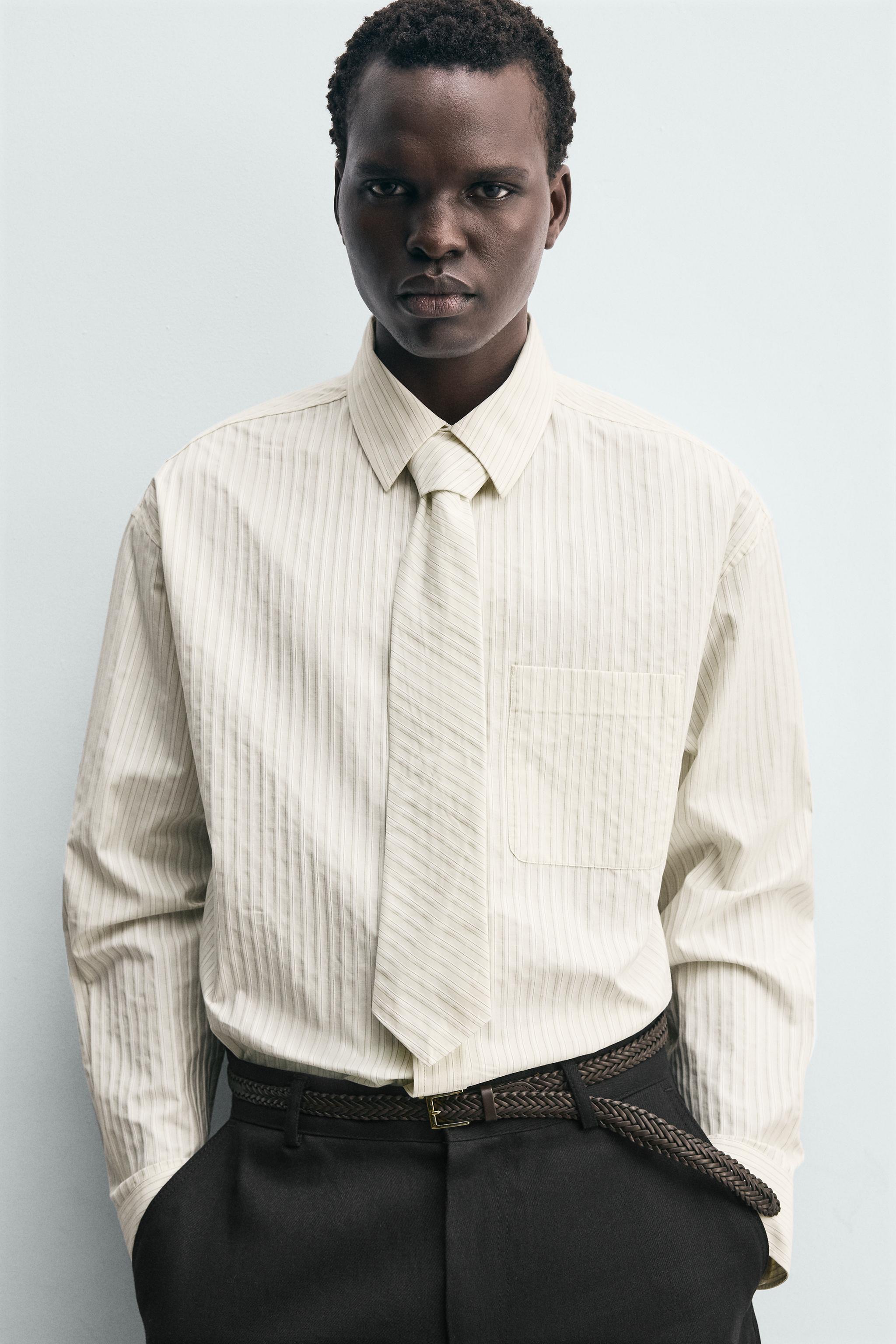 COMBINATION STRIPED TIE SHIRT